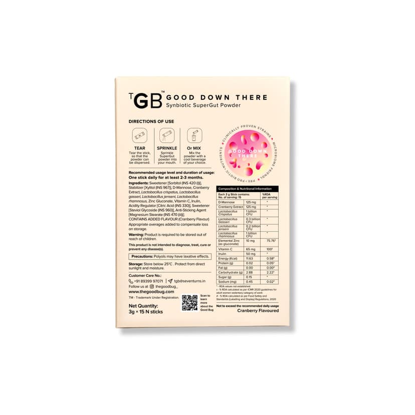 The Good Bug Good Down There Synbiotic SuperGut Powder 3 Gms (Pack of 15 Sticks) view 2