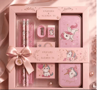 Cartoon Unicorn Pencil Box & Notebook Set