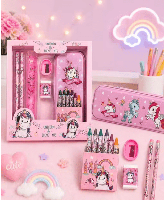 Cartoon Unicorn Pencil Box & Notebook Set view 2