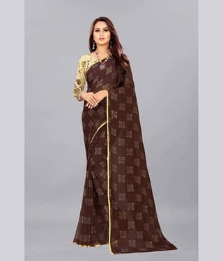 Rhey Chiffon Embellished Saree With Unstitched Blouse Piece ( Pink )