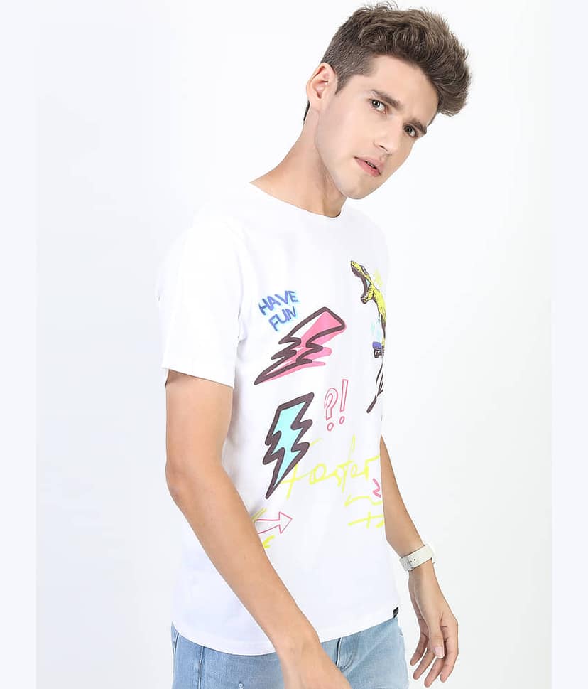Ketch Pack of 1 100% Cotton Slim Fit Men's T-Shirt ( White ) view 3