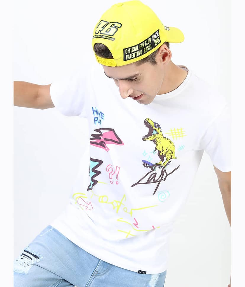Ketch Pack of 1 100% Cotton Slim Fit Men's T-Shirt ( White ) view 6
