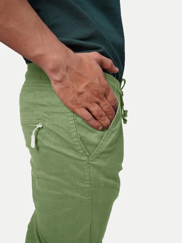 Men Light Green Solid Elasticated Joggers view 3