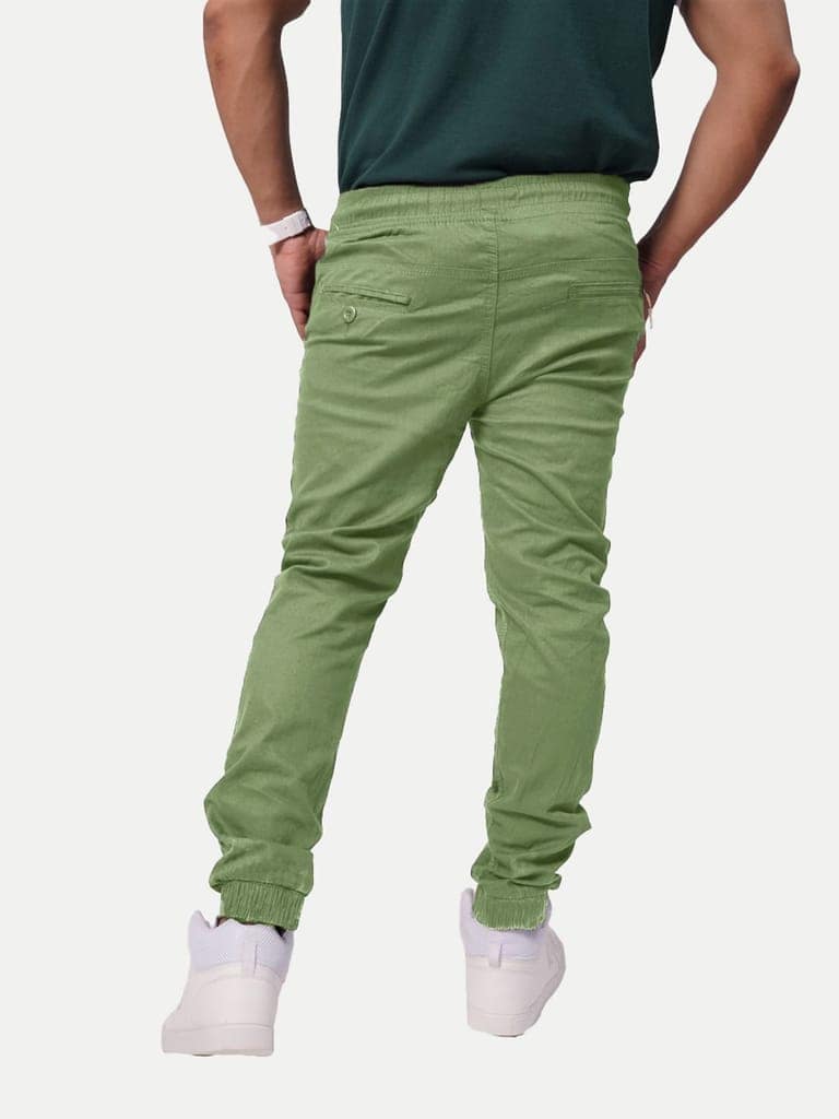 Men Light Green Solid Elasticated Joggers view 4