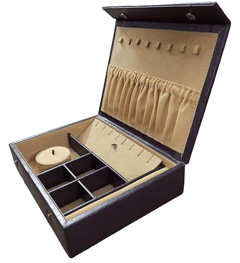 LEATHERMAN GENUINE LEATHER BROWN FLAT JEWELLERY BOX-1307B view 2