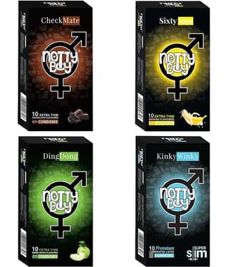 NottyBoy Multi Pack Chocolate Banana Fruit Flavoured and Ultra Thin Condom - 40 Count