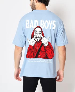 SCOTT FINCHER Men's BAD BOY Graphic Printed T-Shirt in Light Blue : AA(ARN)LBLUE_117