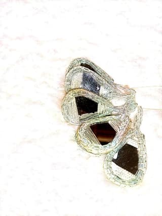 "Stunning Silver Mirror Hand Embroidered saree and blouse and pallu hangings
