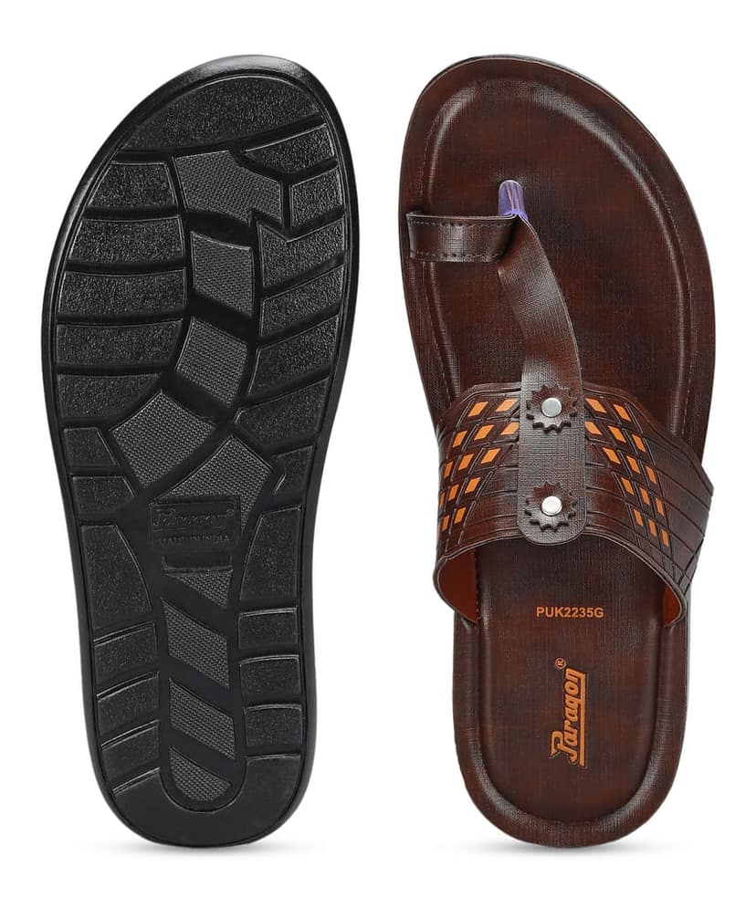 Paragon Men's Slip-on Brown Sandals for Men | Comfortable Sole & Durable view 5