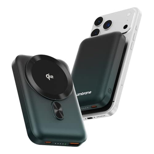 Ambrane [New & Faster] Qi2 & MagSafe Wireless 10000mAh Powerbank, Improved 15W Faster Wireless Charging, 22.5W Wired Output, Qi2 Certified, Fast Charging, 22.5W Output, For iPhone (Snap 2,Black/Green) Ambrane [New & Faster] Qi2 & MagSafe Wireless 10000mA view 2
