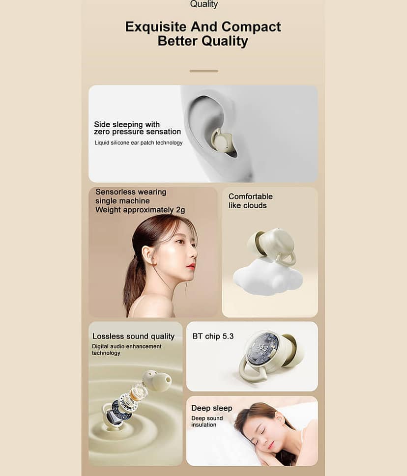 COREGENIX SLEEPING BUDS X62 Bluetooth True Wireless (TWS) In Ear 30 Hours Playback Comfortable in ear fit IPX5(Splash & Sweat Proof) WHITE view 2