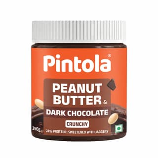 Pintola Choco Spread Peanut Butter Made with premium quality peanuts & blended with rich dark chocolate | Non GMO, Naturally Gluten Free, Zero Cholesterol | Crunchy, 350g