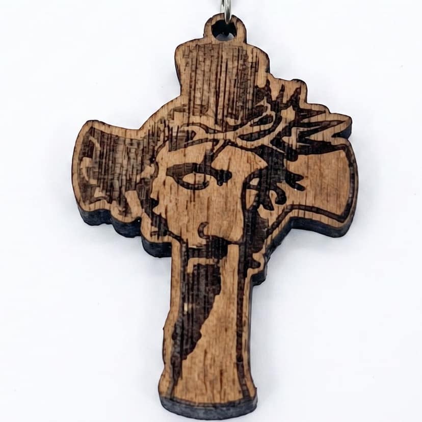 WOODEN CROSS KEYCHAIN view 2