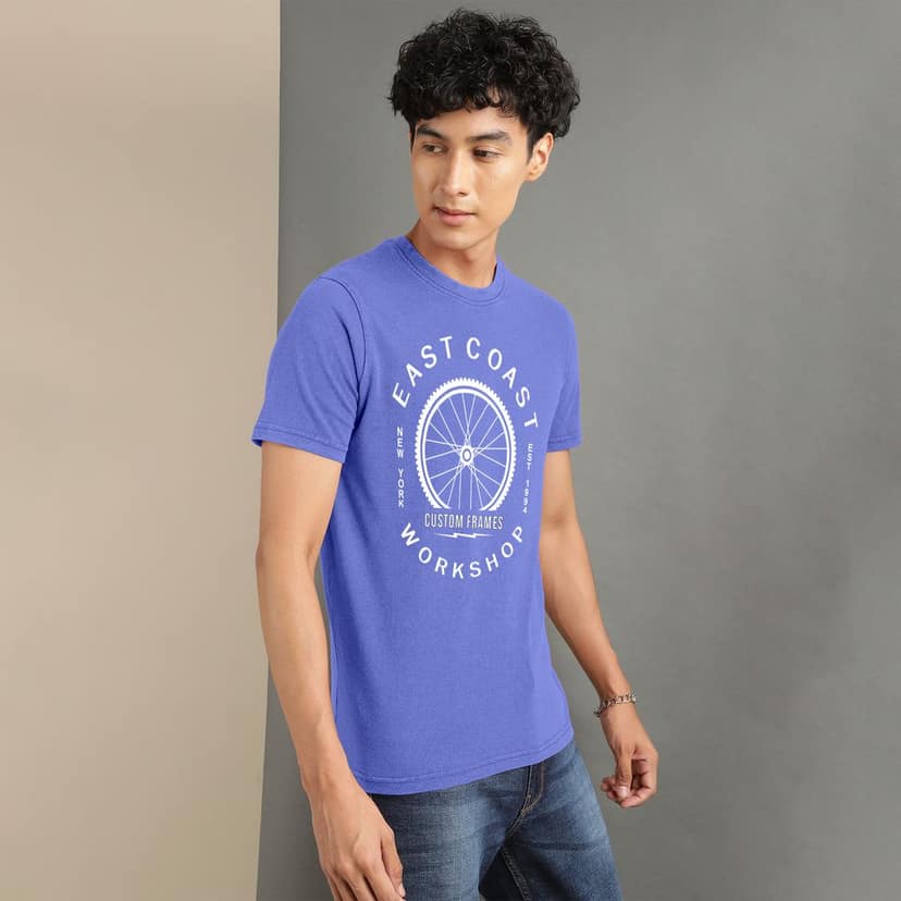 Ftx Men Printed Roundneck Cotton Rich Half Sleeve Tshirt view 5
