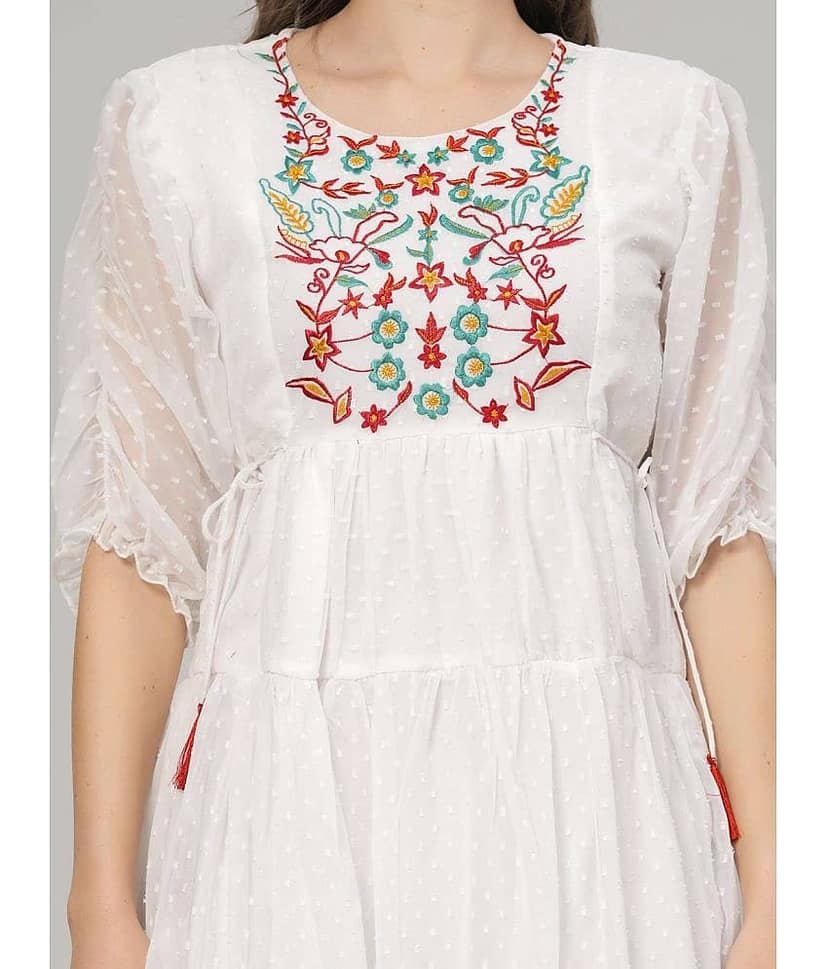 JC4U Women Crepe Printed Fit & Flare Dress ( Pink ) view 2