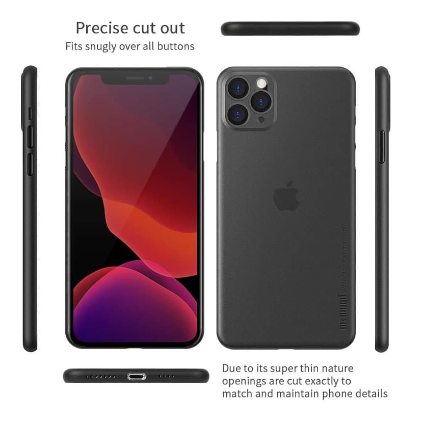Memumi Slim Series Ultra Thin Back Cover for Apple iPhone 11 Pro Max 0.3 mm Thin,Trans-Black-(6.5") view 4