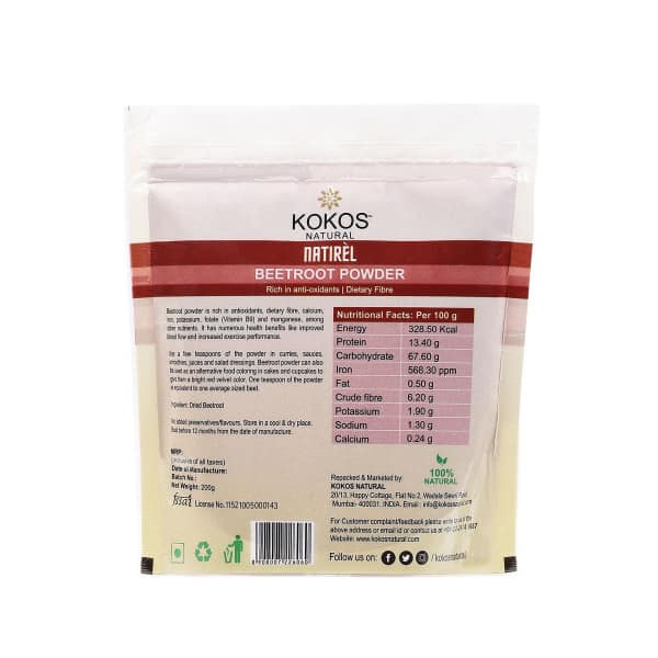 Kokos Natural Natir l Beetroot Powder 200 Gms view 2