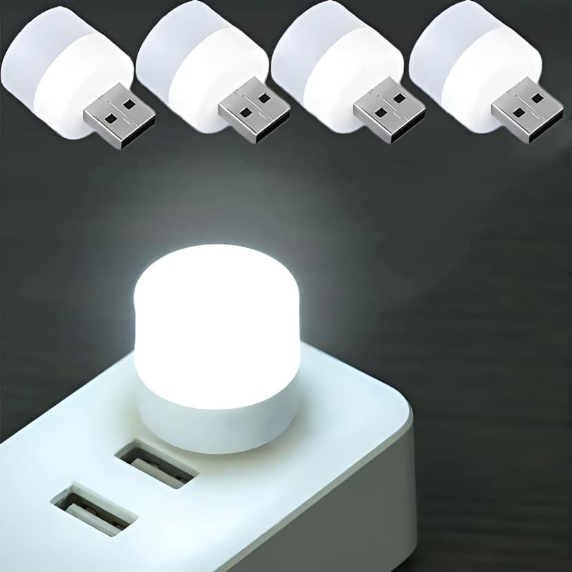 Mini USB LED Light Flexible & Portable USB Ambient Night Light Bulb for Bedroom, Bathroom, Kitchen & Car (White) view 2