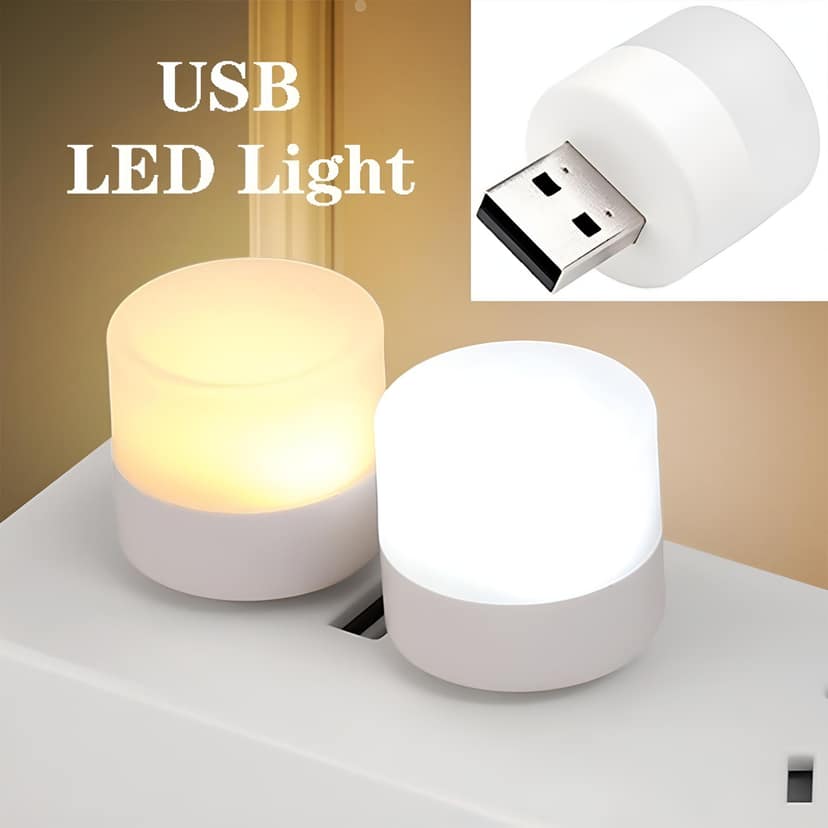 Mini USB LED Light Flexible & Portable USB Ambient Night Light Bulb for Bedroom, Bathroom, Kitchen & Car (White) view 3