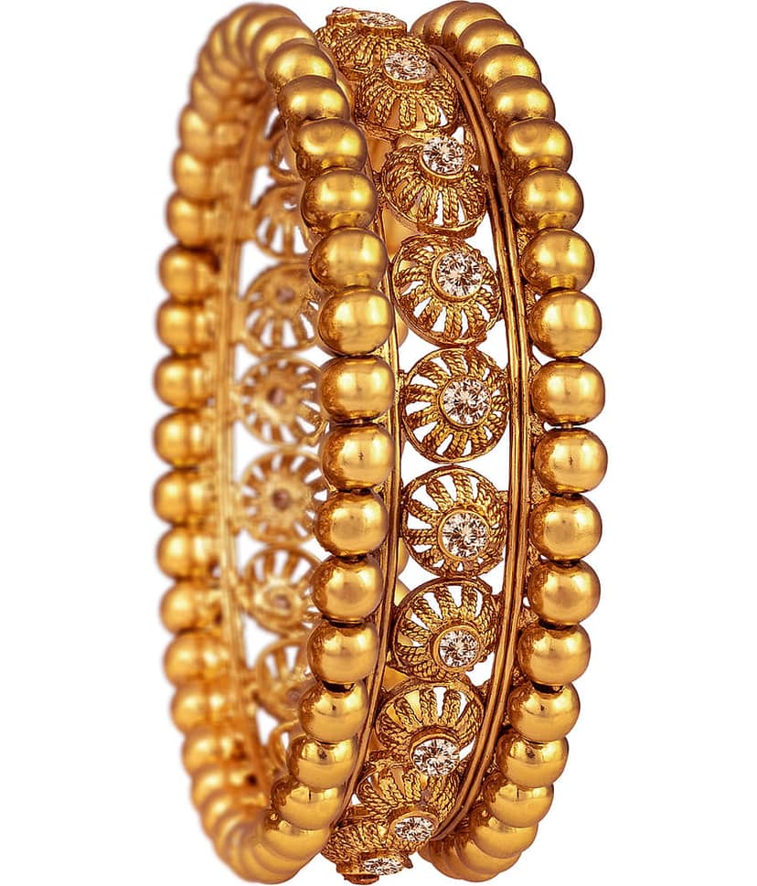Ethnic One Gram Gold Plated Cz LCD Diamond Designer Kada for Women and Girls