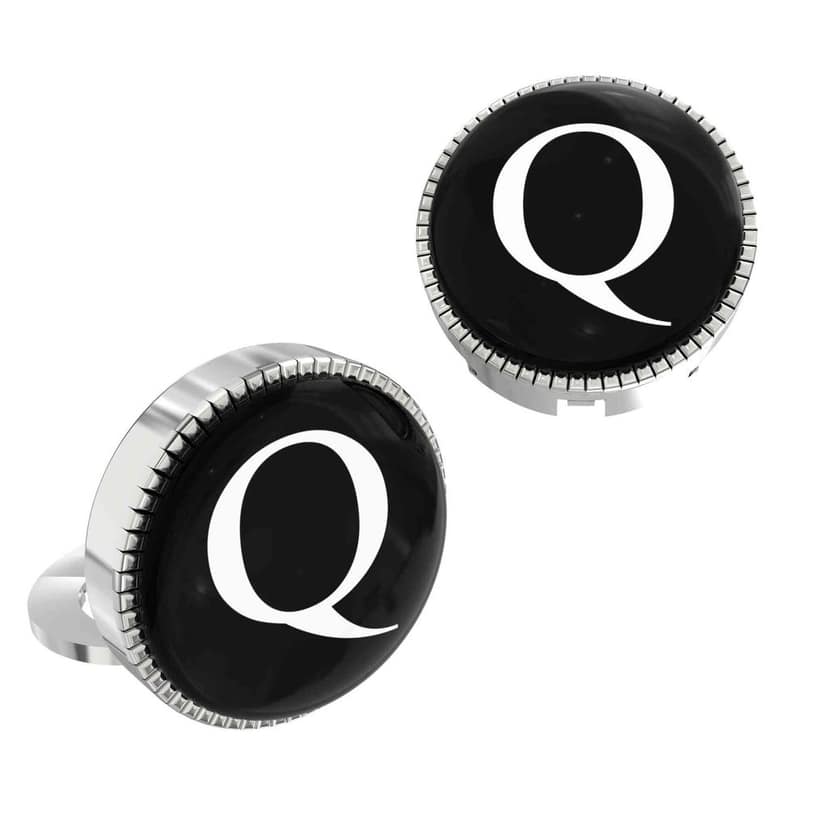 The Smart Buttons - Shirt Button Cover Cufflinks for Men - Personalized Initials - Q view 2