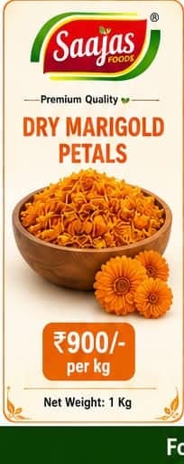 Saajas Foods Dry Marigold Petals (1kg) | Natural Floral Ingredient | Culinary & Decorative Use