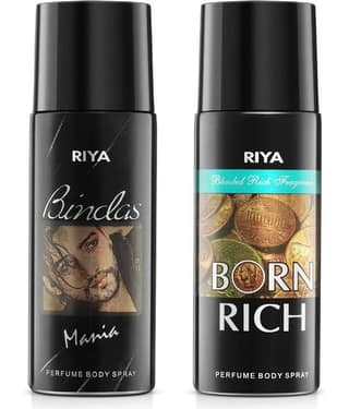 Riya Bindas & Born Rich Perfume Body Spray for Men 150 ml ( Pack of 2 )