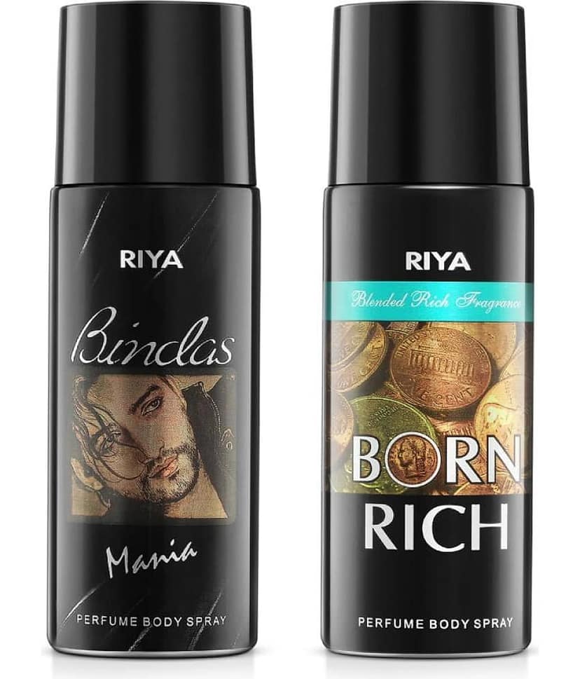 Riya Bindas & Born Rich Perfume Body Spray for Men 150 ml ( Pack of 2 )