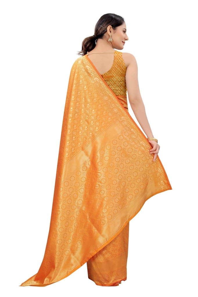 Women's Banarasi Zari Woven Design Saree With Unstiched Blouse Piece view 2