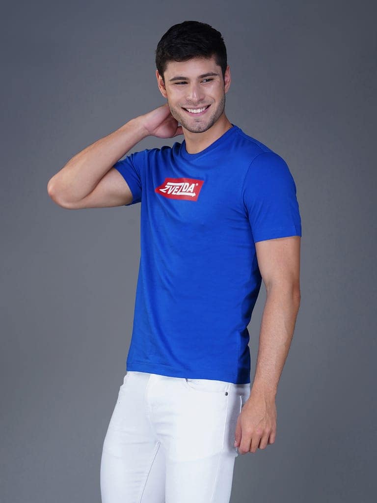 Zvezda Branded Men's Cotton Jersey Tee - Euro Fit-Blue view 3