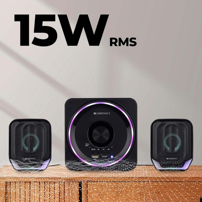 Zebronics Pluto2 Desktop Speaker RGB Lights - Black view 2