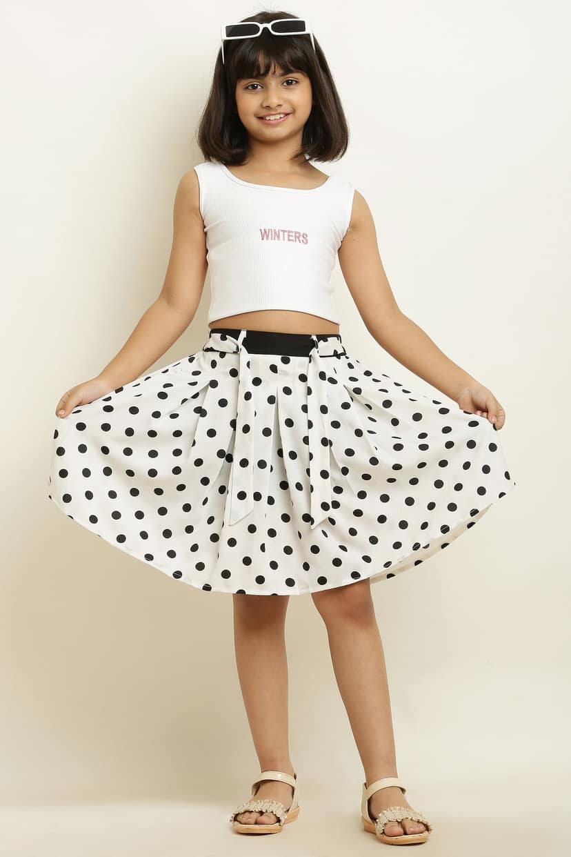 Princess Elegant White & Brown Pair Skirt For Girls. view 2