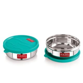 HAZEL Leak Proof & Airtight Containers Set of 2 , 300 ml Stainless Steel Kitchen Storage Box , Small SS Tiffin Jar with Lid for Spices & Snacks