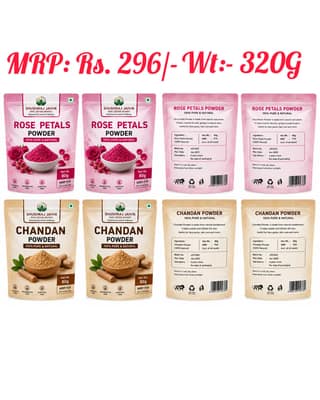 SHUSHRAJ JAIVIK Rose Petals Powder & Chandan Powder Combo Pack - 100% Pure & Natural Skin Care Powder