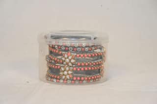 Pink and White Beaded Bangles