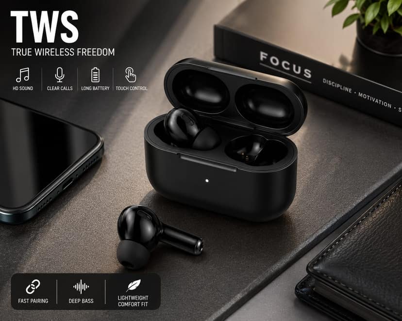 Tarendra TWS Wireless Earbuds Bluetooth 5.3 with Touch Control | Type-C Fast Charging Case | Deep Bass Earphones with Mic view 8