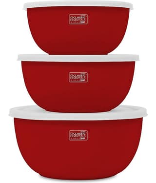Classic Essentials Microwave Safe Bowls Steel Golden Yellow Food Container ( Set of 3 )