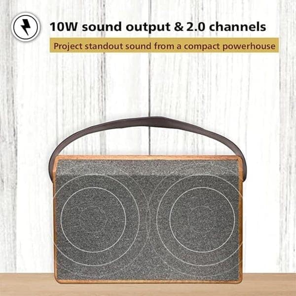 Philips Audio TAS2218/94 10W 2.0 Ch Bluetooth Speaker with Retro Wooden Design view 3