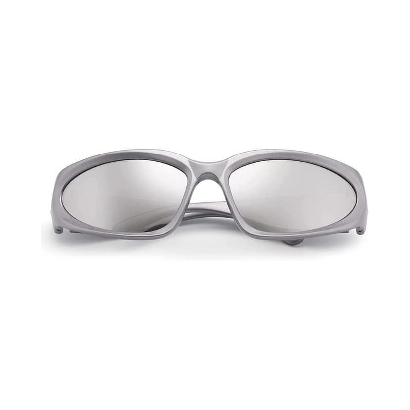4Flaunt Futuristic Series Wraparound Y2K Sunglasses For Men & Women | UV Protected | Full Rim Trending & Stylish Shades | Free Size (C1 - Silver Frame/Silver Mirrored Lens) view 2