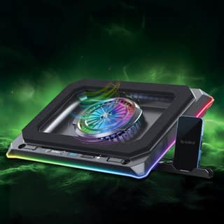 SpinBot Airflow X50 Laptop Cooling Pad | 135mm Fan up to 3800 RPM | 11 RGB Modes | 5-Level Adjustable Stand | 4 USB + 2 Type-C Ports.