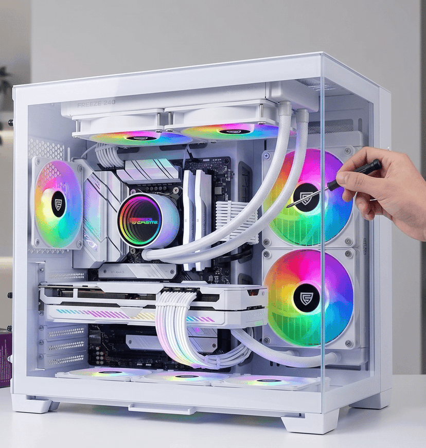 COCONUT FREEZE 240mm AIO ARGB Liquid CPU Cooler, White | Intel LGA1851/LGA1700/LGA1200/LGA115X Compatible, AMD AM5/AM4/AM3/FM2/FM1 Compatible, Copper Water Block, Aluminium Radiator view 3