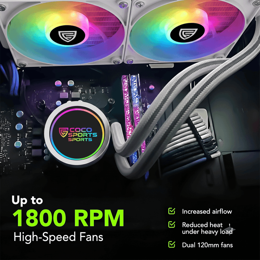 COCONUT FREEZE 240mm AIO ARGB Liquid CPU Cooler, White | Intel LGA1851/LGA1700/LGA1200/LGA115X Compatible, AMD AM5/AM4/AM3/FM2/FM1 Compatible, Copper Water Block, Aluminium Radiator view 7