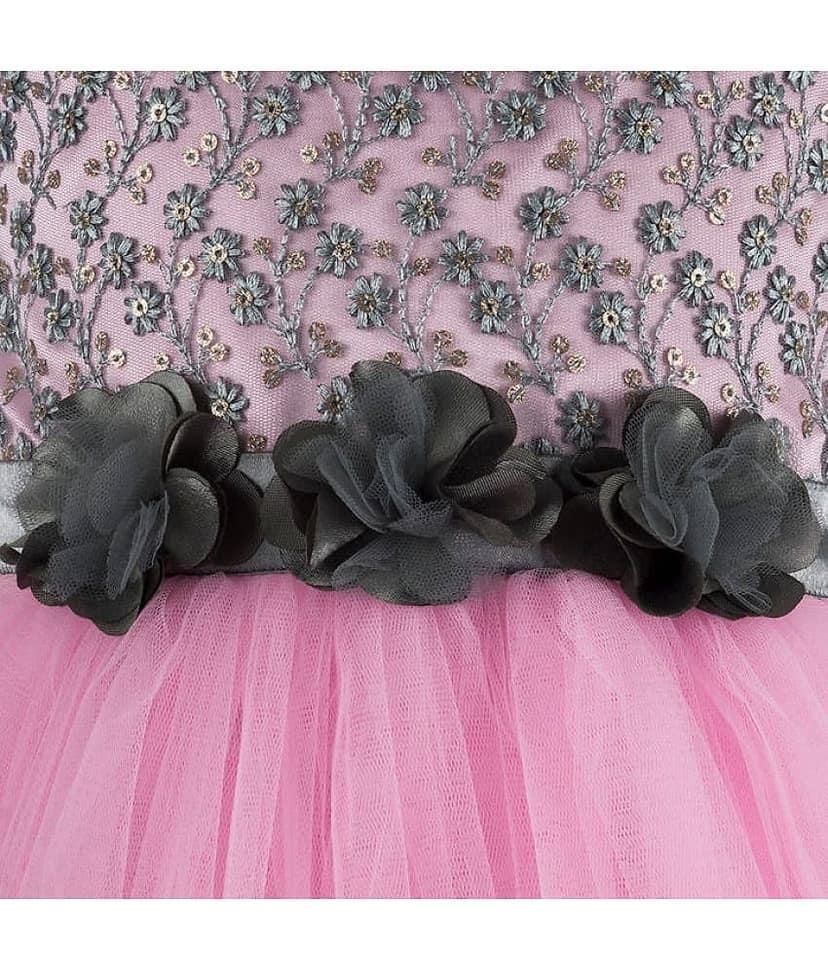 9stiches - Pink Net Baby Girl Frock ( Pack of 1 ) view 2