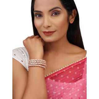 Pink Mint Green CZ 4pc 2.6 inch Bangle Jewellery Set