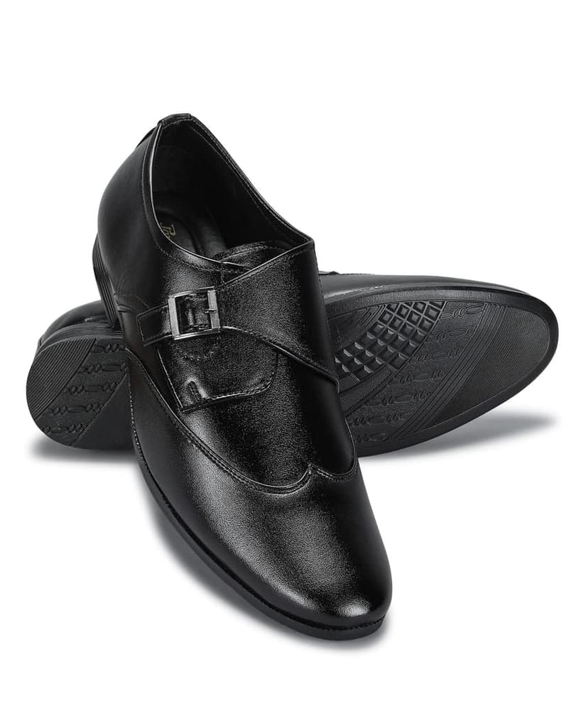 Paragon Men's Black Formal Shoes with Buckle| Durable & Sturdy for Outdoor Wear view 5