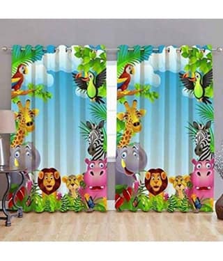 BELLA TRUE Multicolor Pack of 2 Polyester Window Curtain (3 ft X 5 ft)