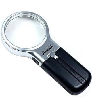 3 in 1 Portable Magnifying Lens 3X High-Powered Magnification Hand-Held Folding Magnifier Glass with LED Lights Stand and UV Protection for Reading A4, Newspaper, Soldering, map