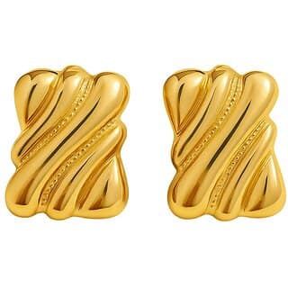 18k Gold Plated Stud Earring (Twisted Texture Stud Earrings)