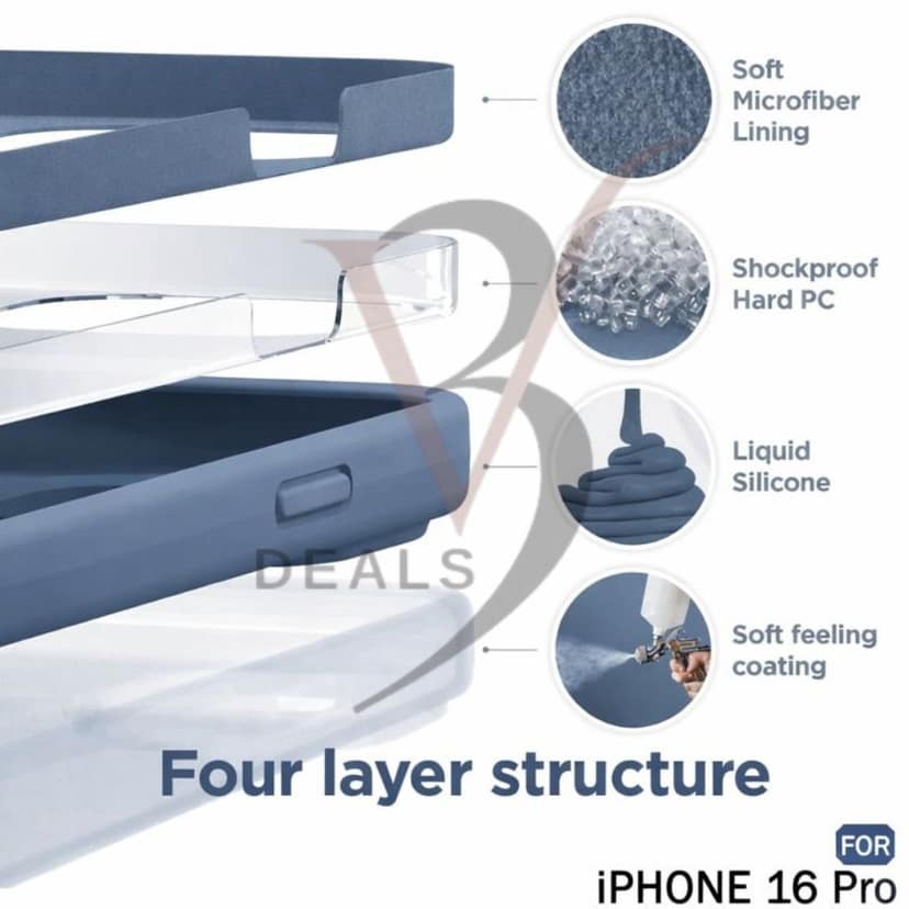 V3Deals Liquid Silicone Case Compatible for iPhone 16 Pro, Soft Microfiber Lining, Soft Protection, 6.3 Inch, Camera Bump Protection | Shockproof Slim Matte Back Cover Thickness view 4