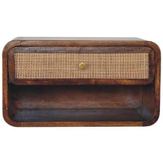 Chestnut Wall Mounted Open Woven Bedside